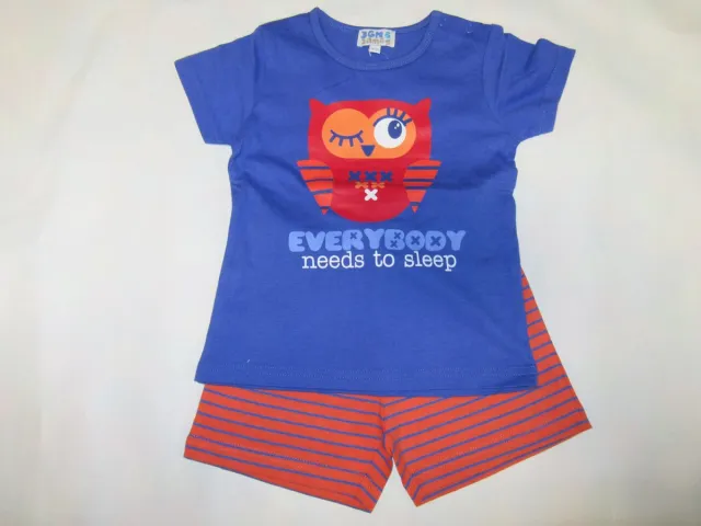 Wiplala Jen & James - Zomer pyjama - Meisje - Blauw orange - Uiltje , 8 jaar 128 blauw , orange