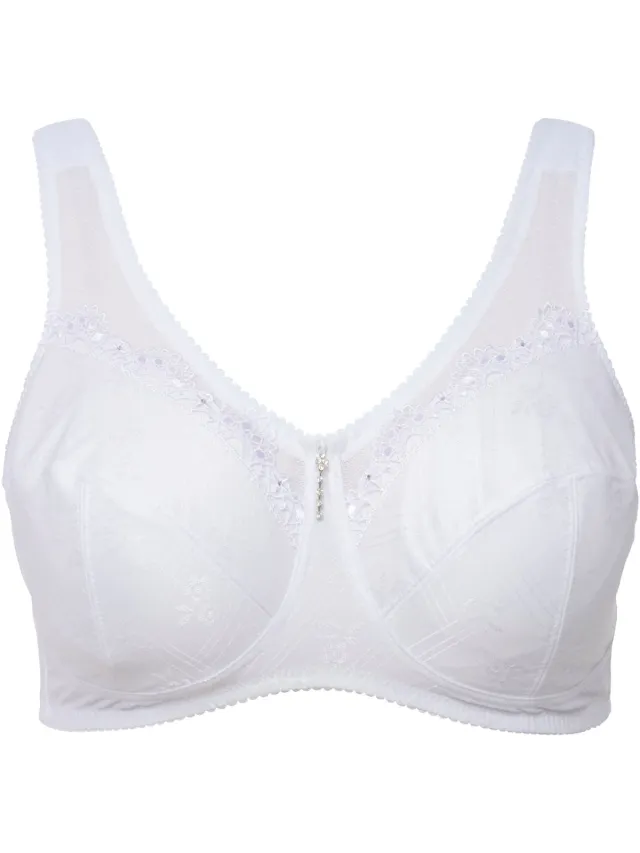 Ulla Popken Dames - Ontlastingsbeha zonder beugel kant - Wit