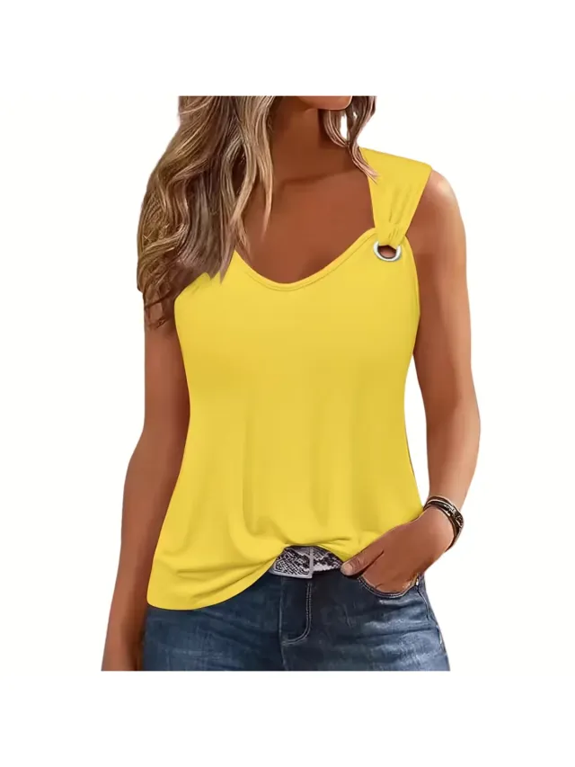 Currero Topje Dames - Top Kleding - Shirt - Blouse - Kort - Volwassen - Geel Citroen geel