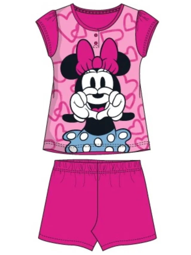 Disney Minnie Mouse - shortama - 100% katoen - Fuchsia - pyjama donkerroze