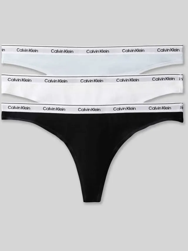Calvin Klein String van katoenmix model 'THONG 3PK' lichtblauw, foto 2