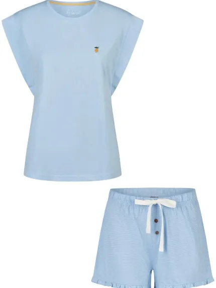 By Louise Dames korte pyjama set shortama blauw, foto 2