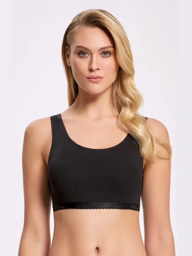 ilke BH Zonder Beugel en Zonder Pads - Comfortabel Stretch Katoen - Zwart
