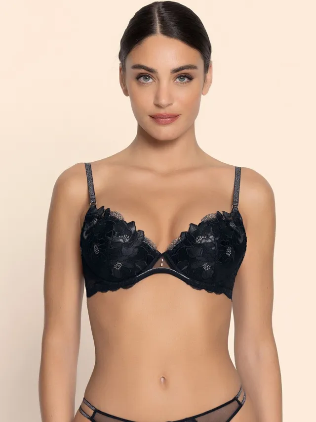 Lise Charmel Cuir Sexy Couture Push-up BH Noir Argent Zwart