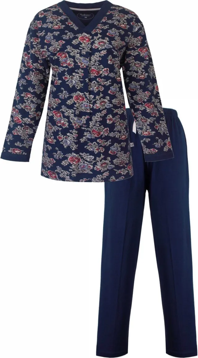 Tenderness Dames Pyjama - Lange Mouwen - Navy Blauw