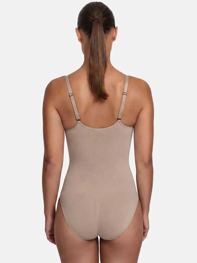 cfab Bodysuit met corrigerende shapewear en slipje - Beige - Corrigerende Body - Naadlos - corrigerend ondergoed dames
