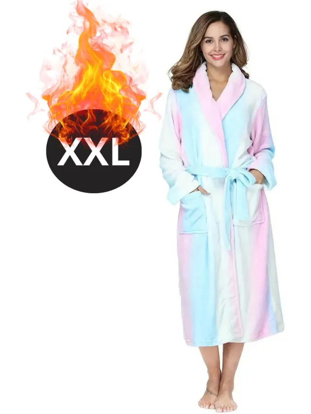 Nivard Badjas Dames - Fleece - Katoen - Badstof - Sauna - Hamam - Wafel - Bathrobe - Duster - Ochtendjas - Spa - Kimono - Shiny Blauw