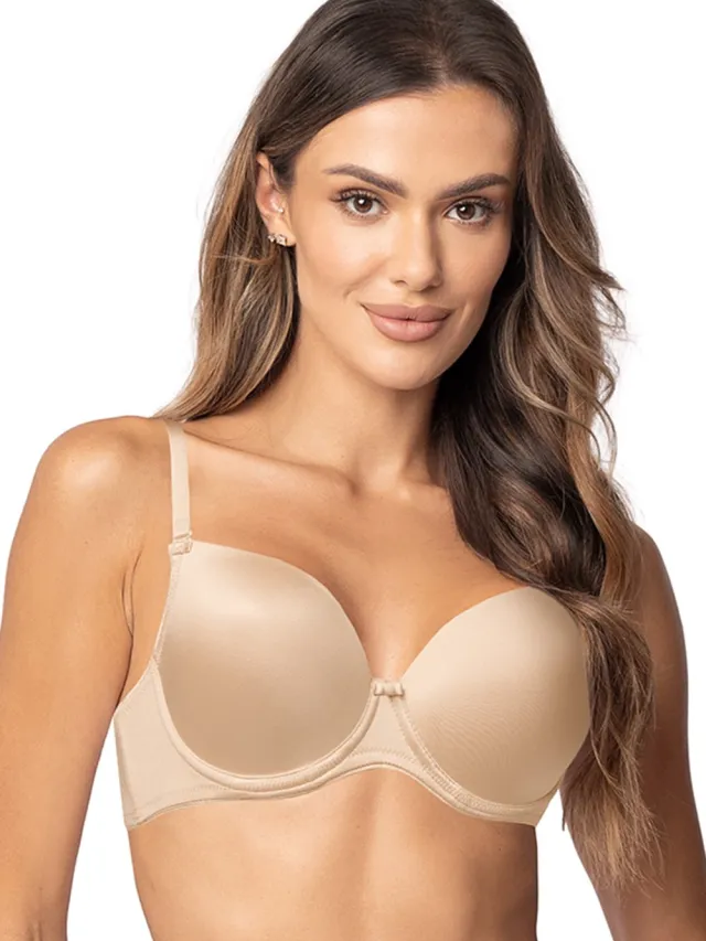 Vivisence Dames push-up beha cups strik bandjes klassiek patroonloos 1068 Beige