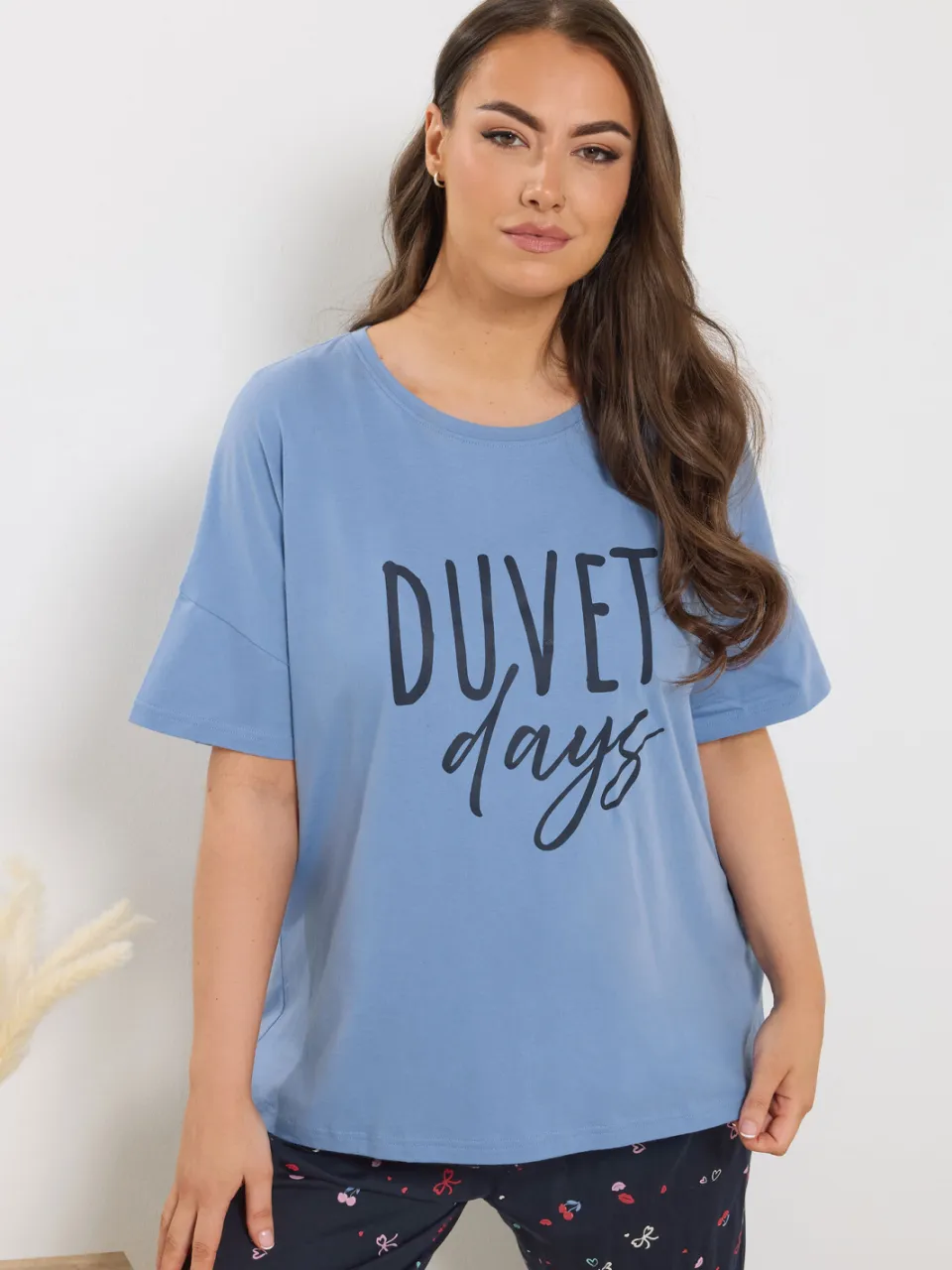 Yours Blauw 'Duvet Days' Slaapshirt-64 Blue