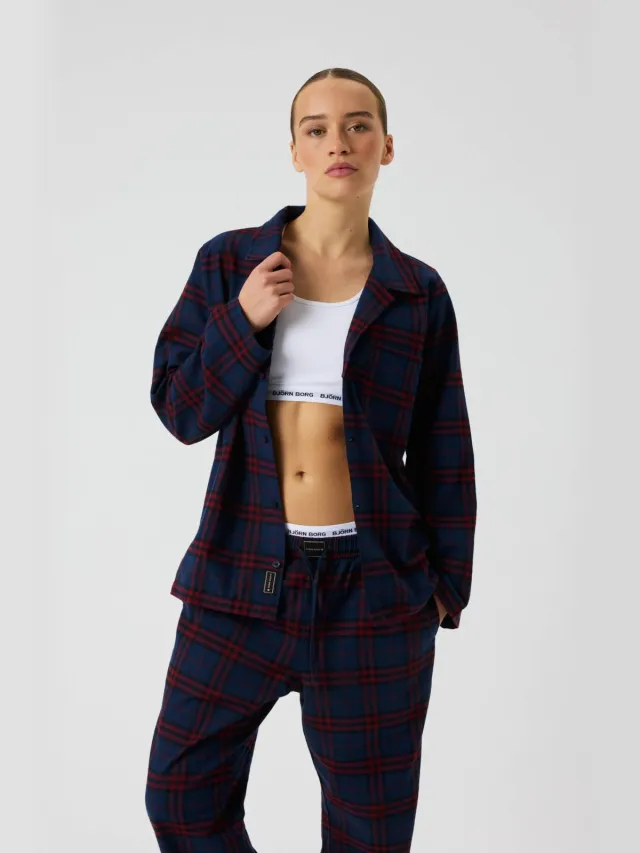 Björn Borg flanel pyjamaset donkerblauw Donkerblauw/rood