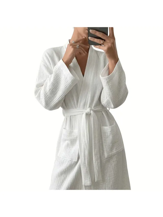 Currero Satijnen Badjas Dames - Kimono - Kamerjas - Satijn - Ochtendjas - Duster - Pyjama - Melkwit Melkachtig