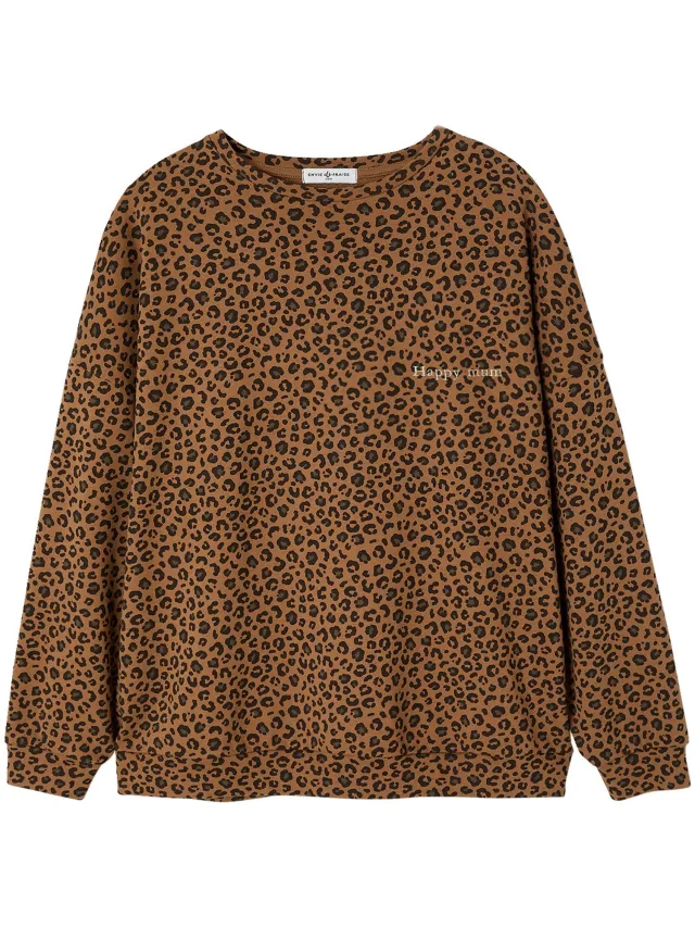 Envie de Fraise Sweat Leoparden dames capsule collectie moeder-dochter ENVIE DE FRAISE beige