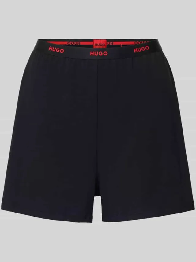 Hugo Relaxed fit korte pyjamabroek van katoenmix, model 'HUGO ID SHORTS' Zwart