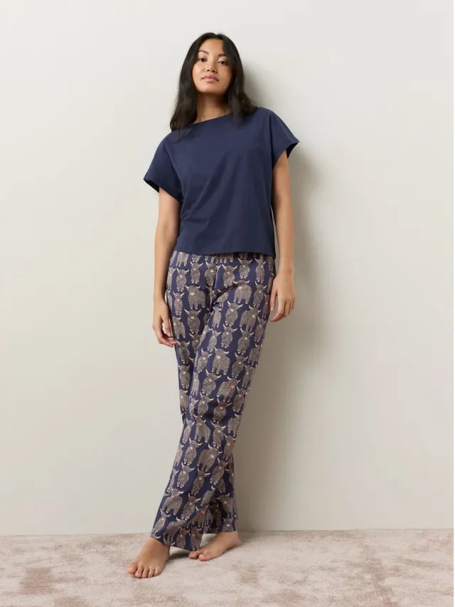 Next Dames - Pyjama met korte mouwen - Blauw Navy Hamish The Highland Cow