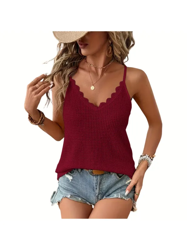Currero Topje Dames - Top Kleding - Shirt - Blouse - Kort - Volwassen - Rood