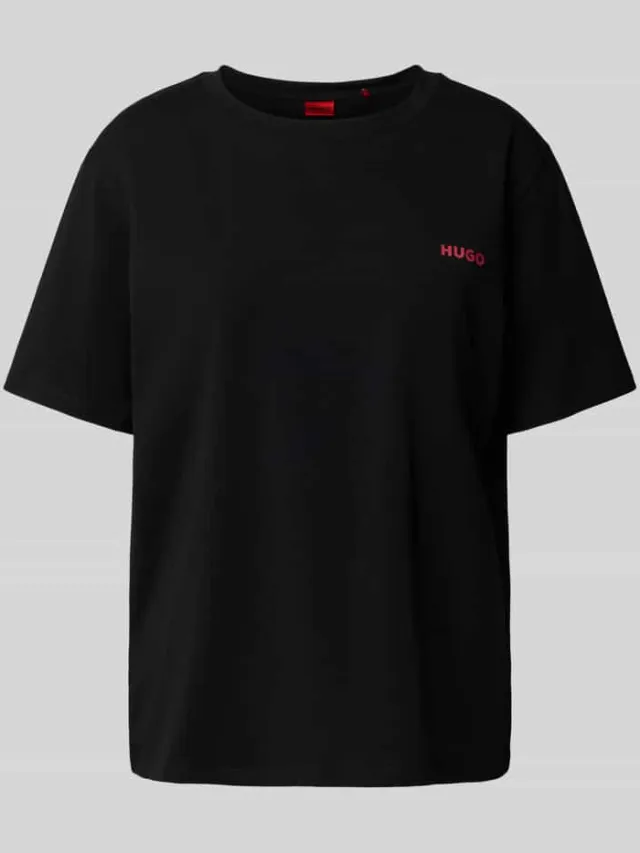 Hugo Regular fit pyjamabovendeel van katoenmix Zwart