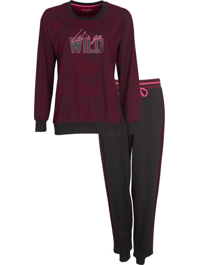 Irresistible Dames Pyjama - Lange Mouwen - Bordeaux Rood
