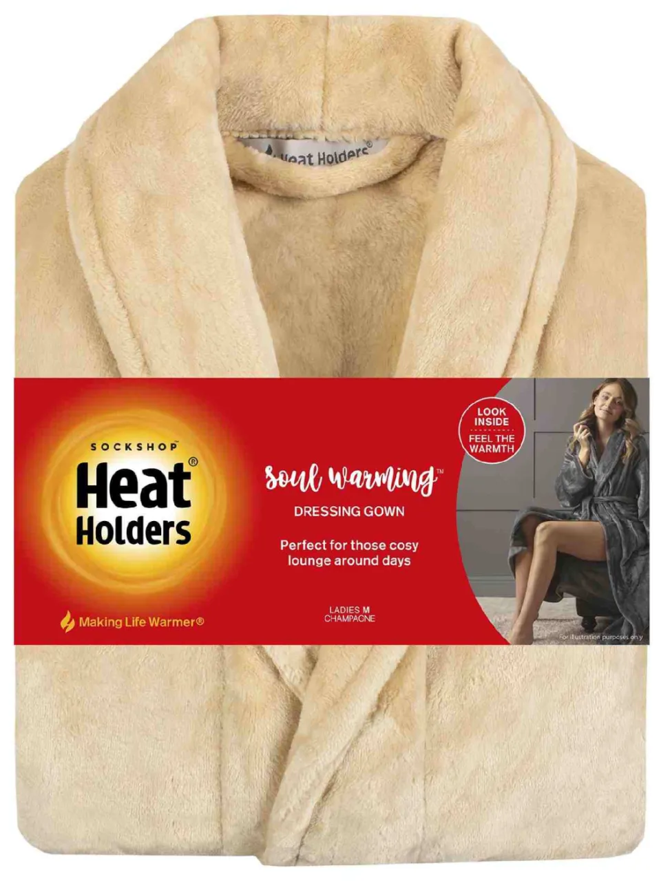 Heat Holders Dames Zachte Fleece Warme Badjas voor de Winter wit, foto 2