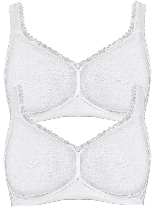 Susa 2-pack katoenen BH zonder beugel Organic Cotton Wit Wit