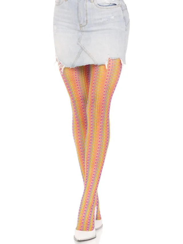Leg Avenue Rainbow Crochet Net panty - Regenboog
