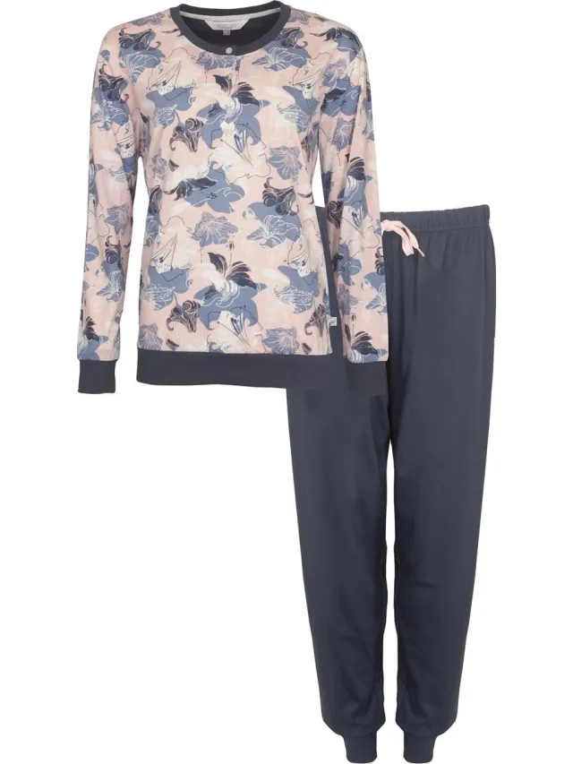 Tenderness Dames Pyjama - Polo Sluiting - Donker Blauw