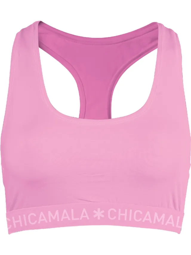 Muchachomalo Chicamala – Dames Racerback - BH zonder beugel – Dames Ondergoed – Lingerie - Sport BH – Kleding - 95% Katoen – Dames kleding Roze