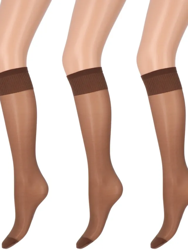 Marianne Dames Kneehighs Antipress Lycra Panty - 20Den - 3-Pack - Maat One Size - Muscat Muskaat