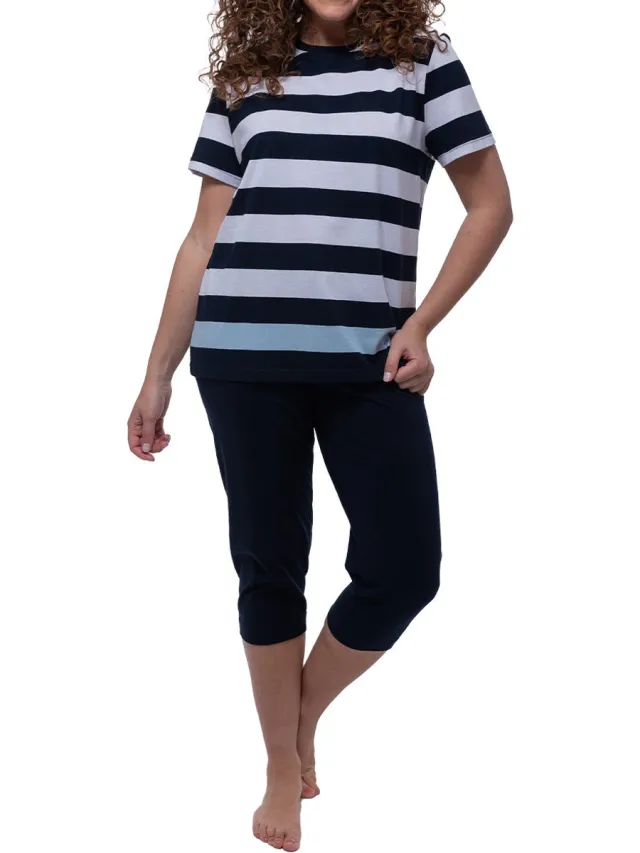Ammann Dames pyjama Night & Home blauw