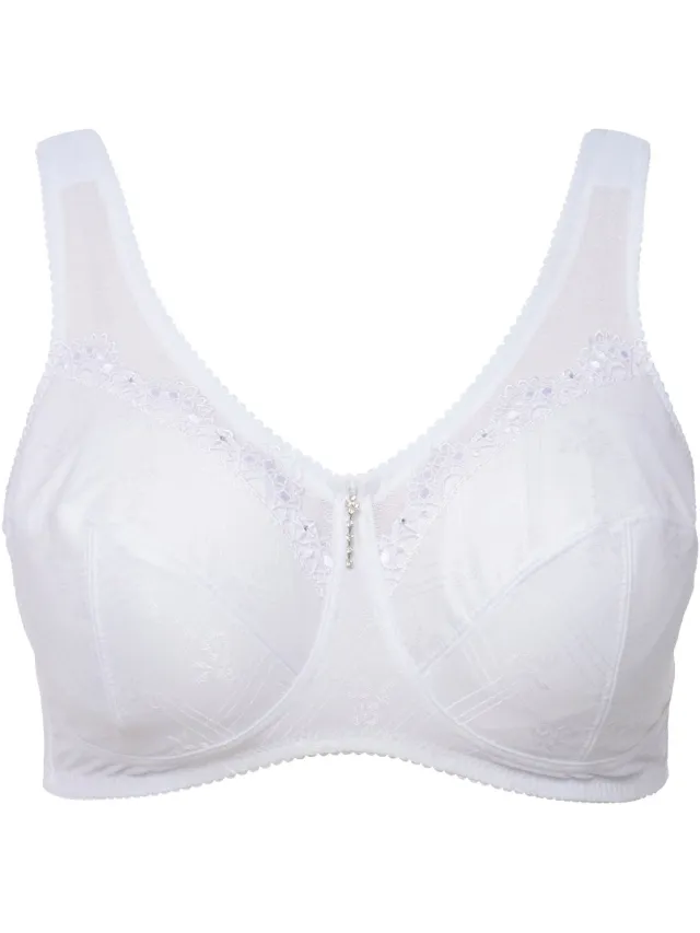 Ulla Popken Dames - Ontlastingsbeha zonder beugel kant - Wit