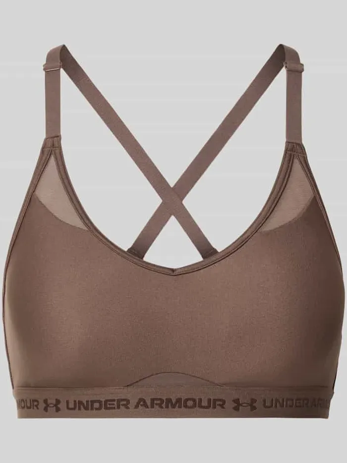 Under Armour Sport-bh met labelopschrift model 'UA Crossback Low Bra' Donkerbruin