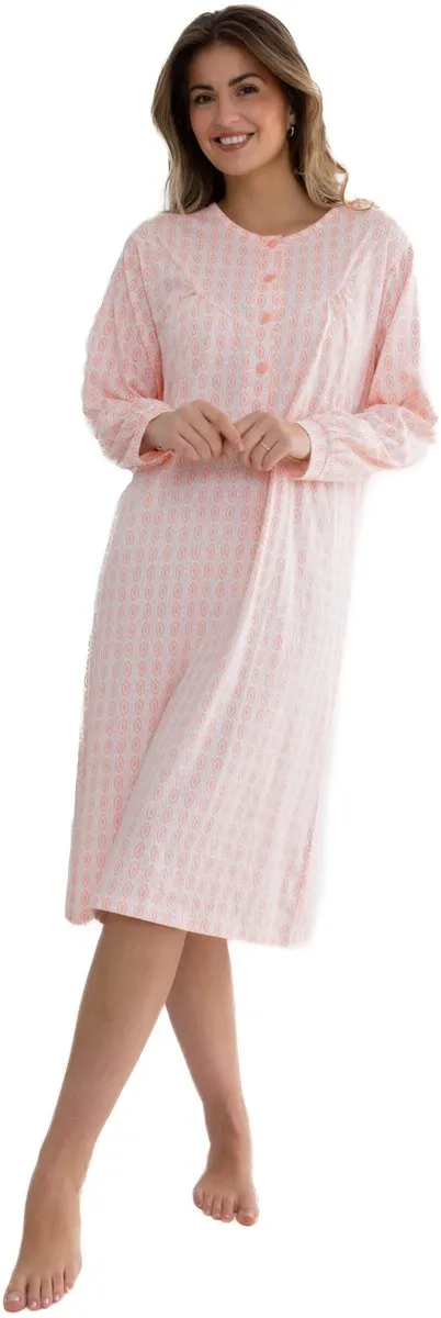 Cocodream Quality Cocodream Nachthemd 'Almond Peach' - Dames Nachtmode - Lange Mouw - Peach