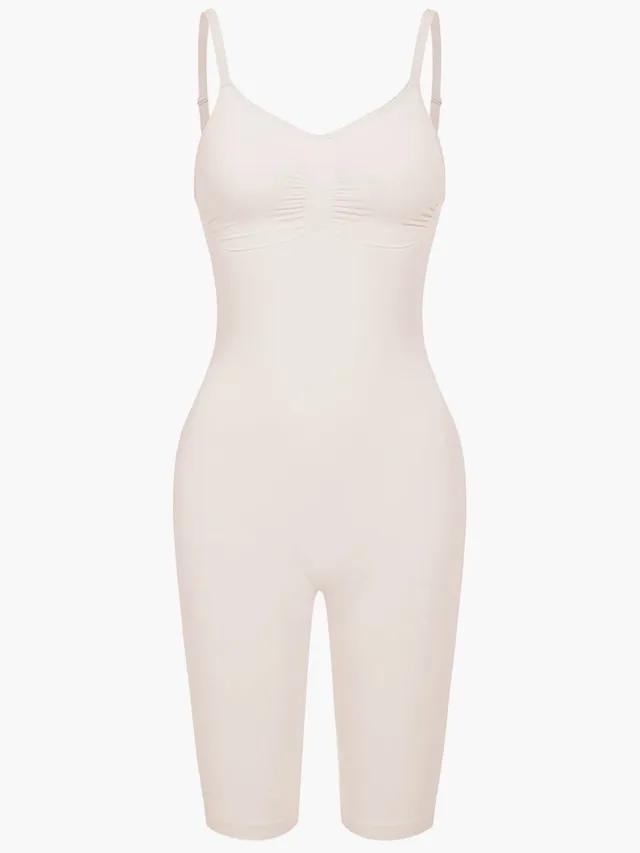 cfab Bodysuit met corrigerende shapewear en short - Zandkleur - 4XL - Corrigerende Body - Naadlos - corrigerend ondergoed dames