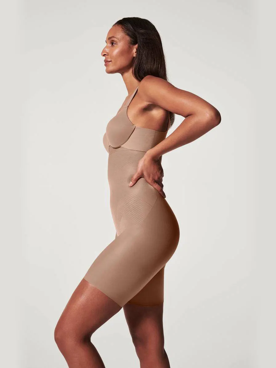SPANX seamless medium corrigerende High-Waisted Mid-Thigh short donkerbeige, foto 4