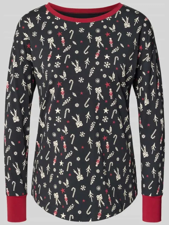 SKINY Pyjamabovendeel in all-over look met ronde hals zwart, foto 2