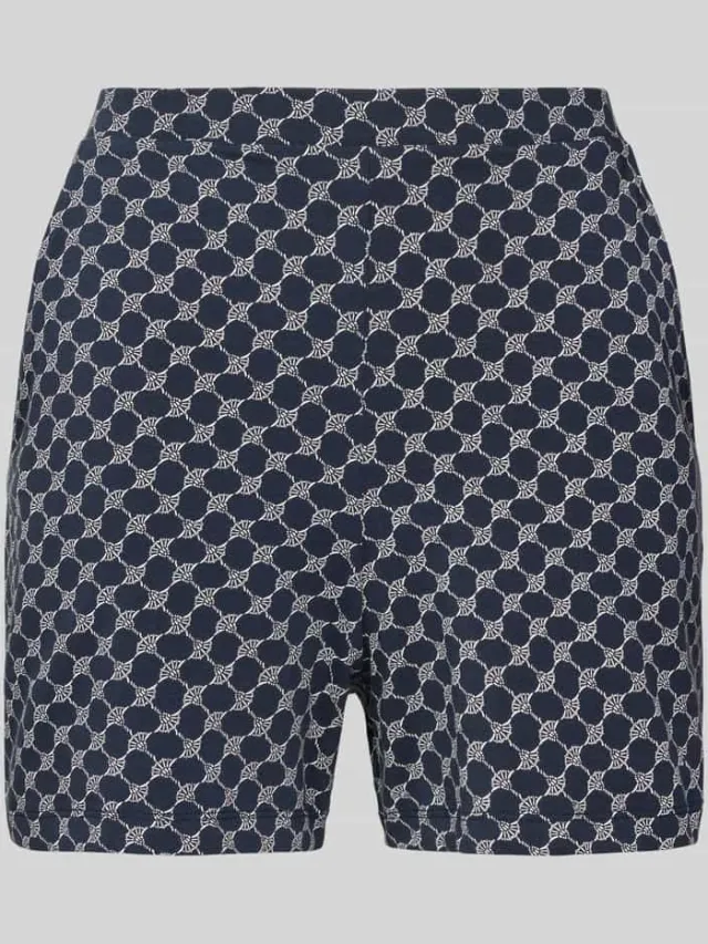 Joop! regular fit korte zijden pyjamabroek met elastische band 'Kornblume' Marineblauw