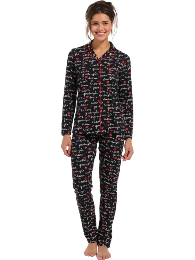 Rebelle doorknoop pyjama 21232-462-6 - Zwart - 48