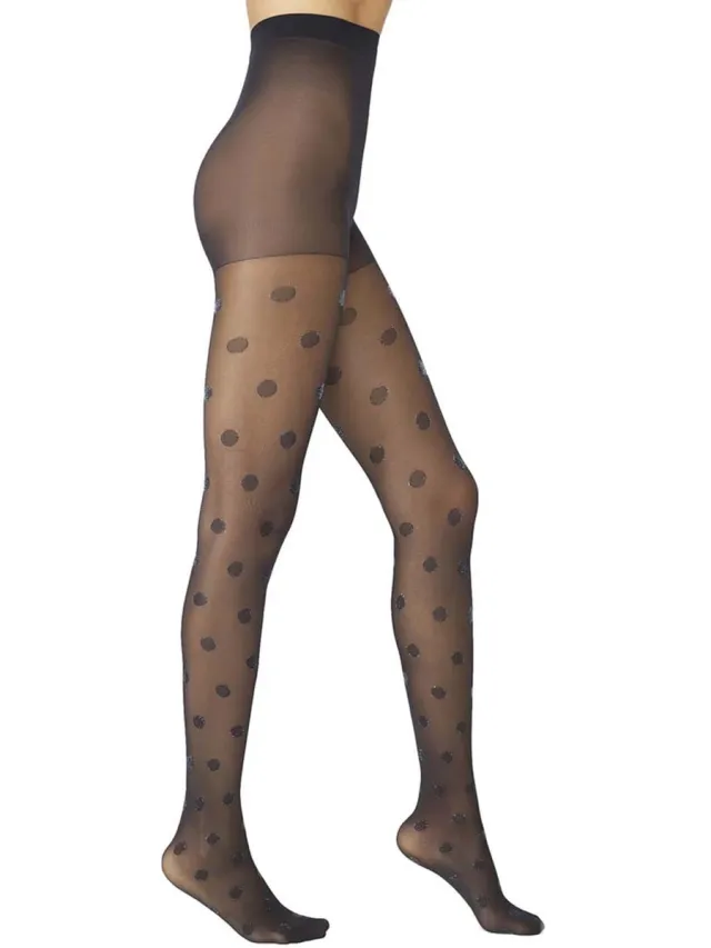 Penti Panty Groene Stippen Fantasie Panty 30 Denier - ZWART