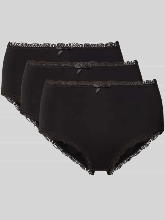 Dorina Slip met kant in Set van 3 Zwart