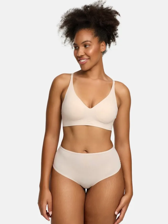 cfab Comfortabele push-up bh - Zand - M - BH Zonder Beugel Voorgevormd - Ondergoed - Naadlos