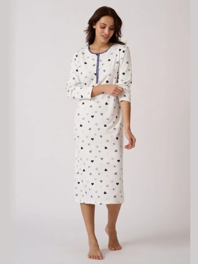 Damart Thermolactyl nachthemd van interlocktricot - Dames - Wit - 50-52 (XL)