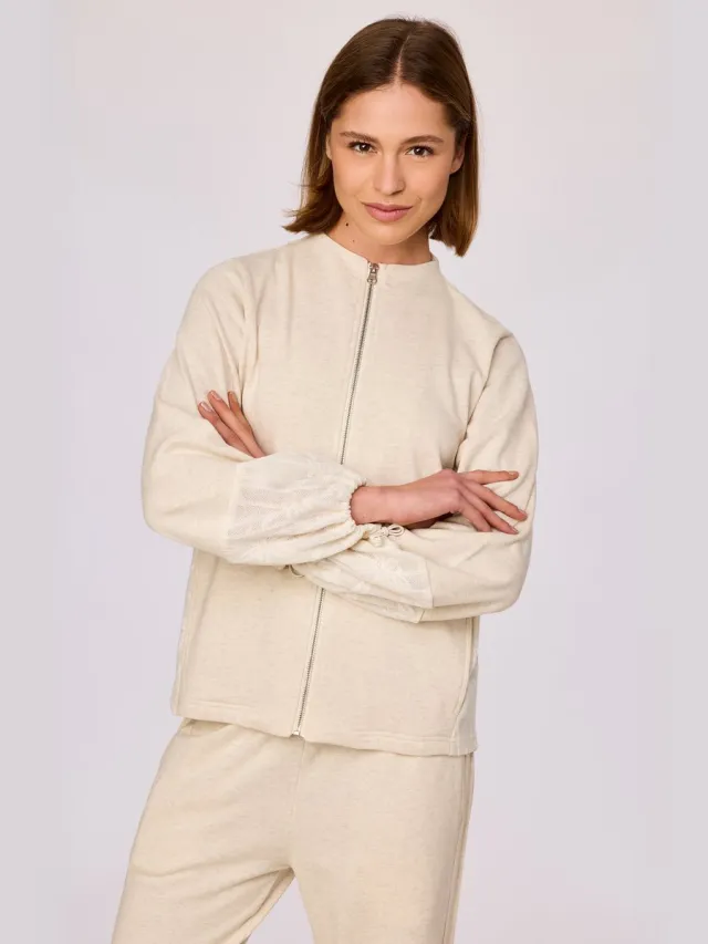 Woody Dames sweater en broek licht beige