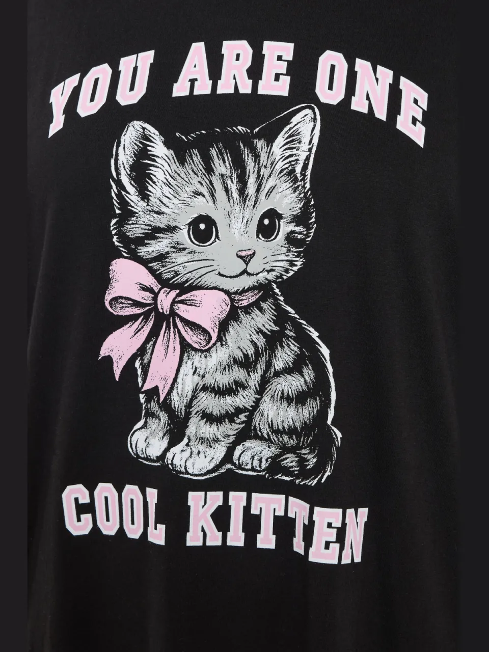 Yours Zwarte 'You Are One Cool Kitten' Nachtjapon Met Verlengde Achterkant-44, foto 5