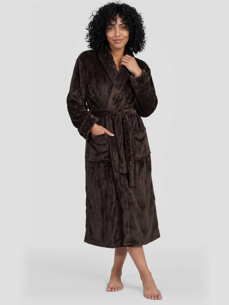 LingaDore fleece badjas - donkerbruin, foto 4