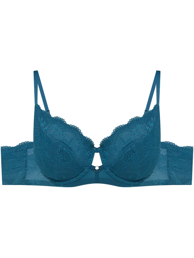 ESOTIQ Tarot Serie - Halfvoorgevormde Beha - Turquoise - 70G - Kanten Details Turquoise;Blauw