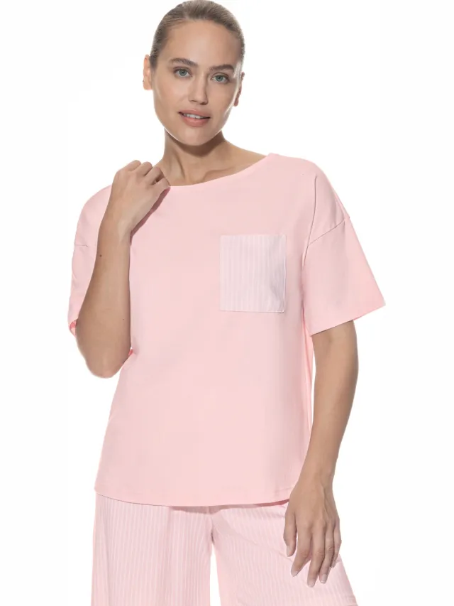 Mey T-shirt met korte mouwen Serie Adorable Lines Bonbon Pink roze