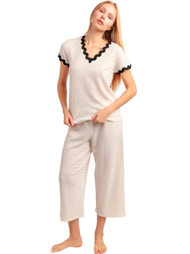 Admas Luxe Waves pyjamaset wit