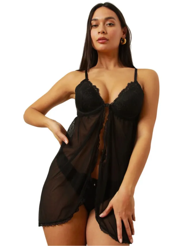 La Modeuse 77480 babydoll zwart
