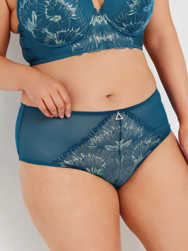 Yours Tailleslip Met Iridescent Kanten Inzet In Blauwgroen-64 Green