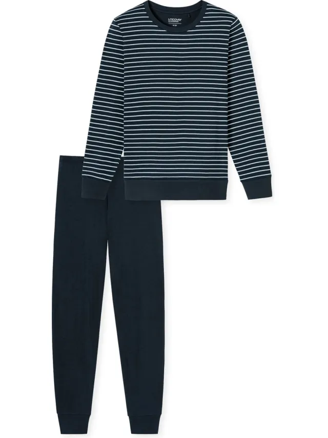 Uncover by Schiesser Pyjama lange - Dames Pyjamaset - donkerblauw