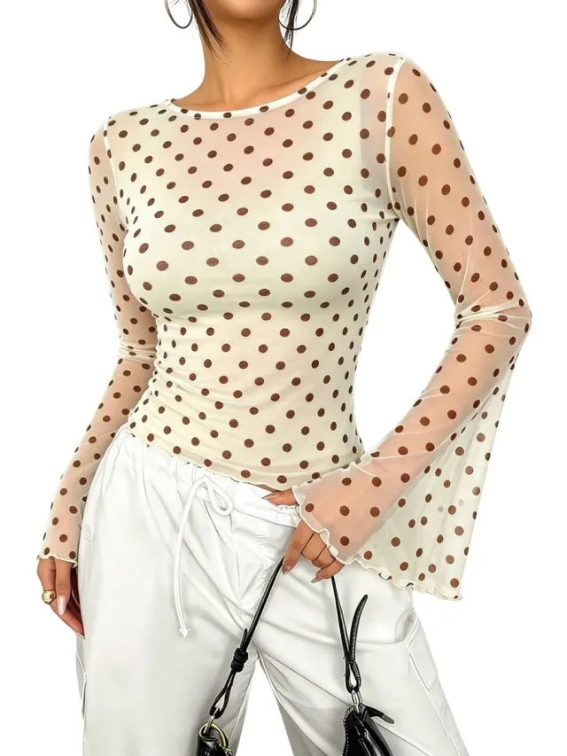 Currero Topje Dames Polkadots - Mouwloze Top - Singlet - Kleding - Shirt - Blouse - Kort - Volwassen - Geel